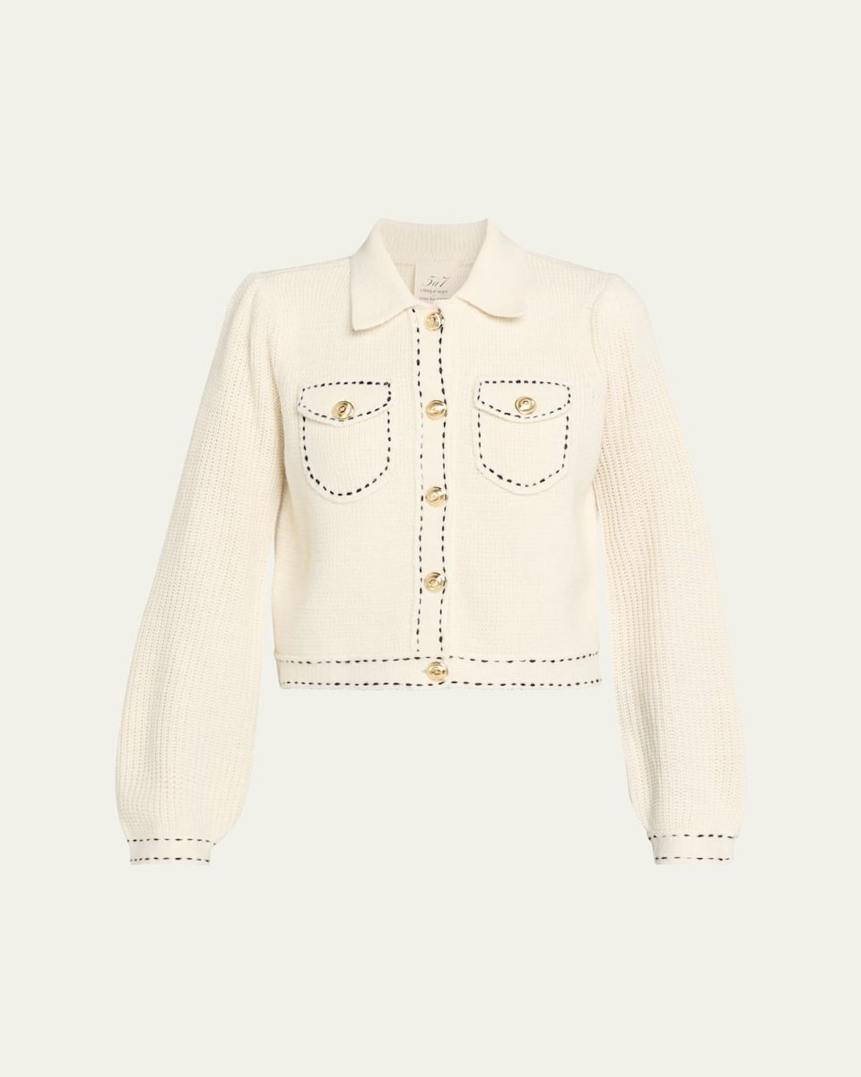 Riya Topstitched Sweater Jacket